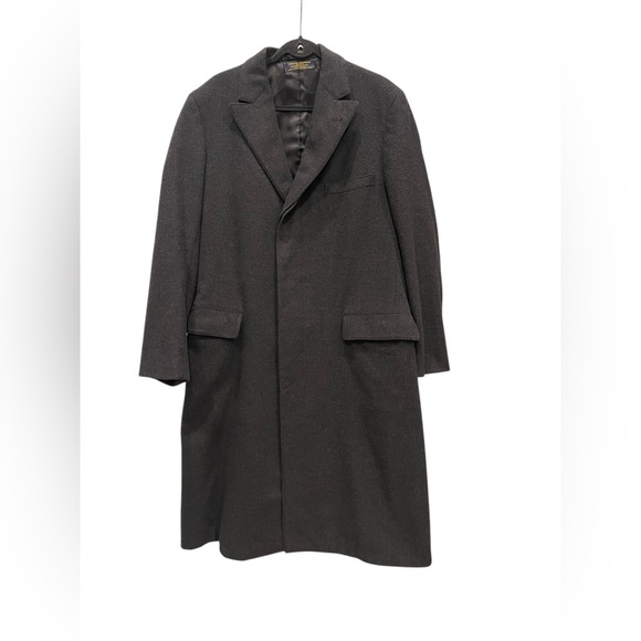 Vintage Brooks Brothers USA Wool Black Long Over Coat Trench Size:41